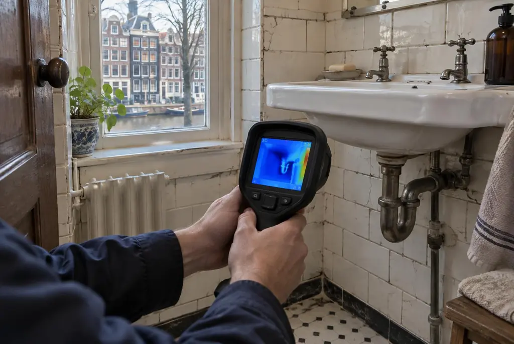 Lekdetectie Oldebroek – badkamer met oude leidingen achter de tegels