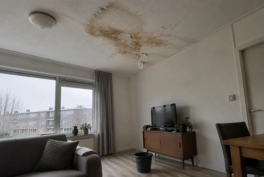 Lekdetectie Oldebroek – vochtplek op het plafond onder een badkamer